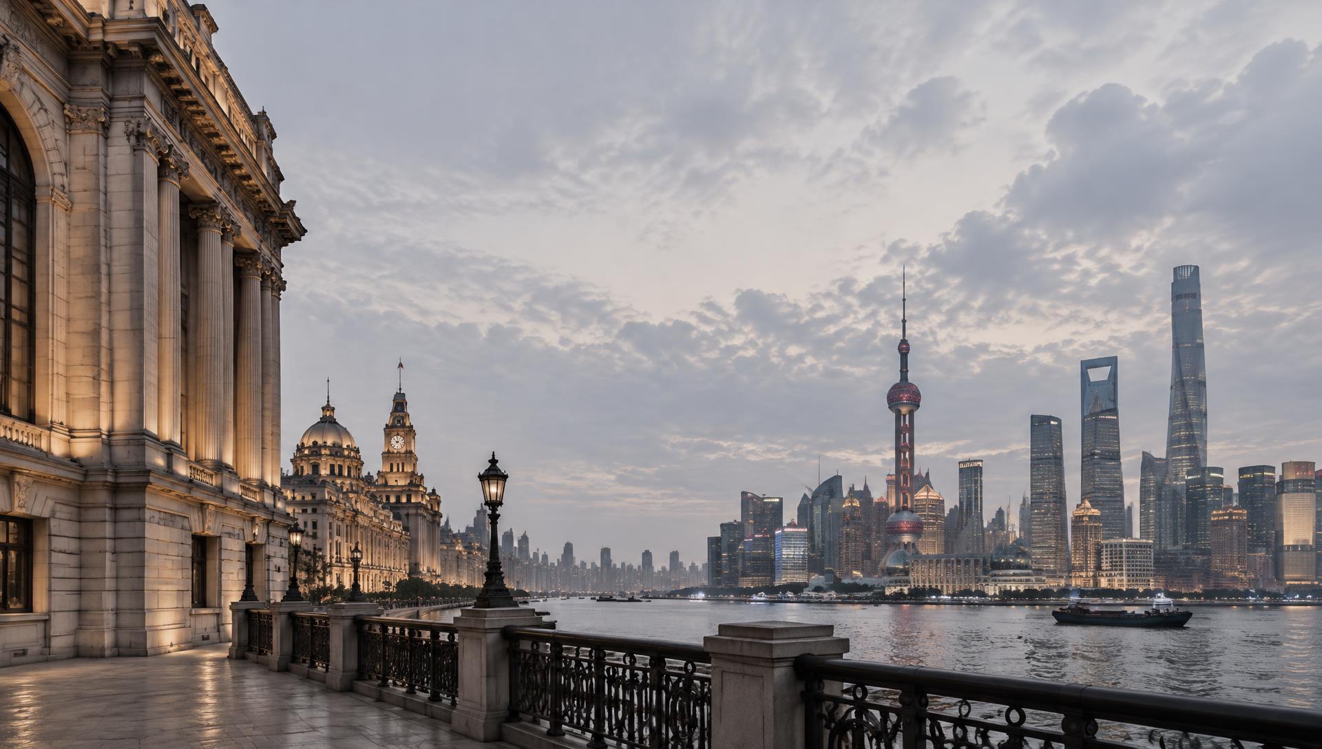 Historic and contemporary Shanghai, facing each other across the river